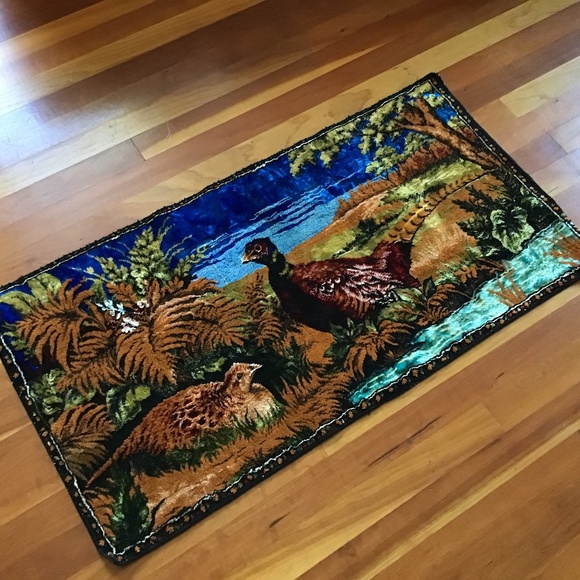 Vintage Pheasant Tapestry Wall Hanging Made in Lebanon - Picture 7 of 16